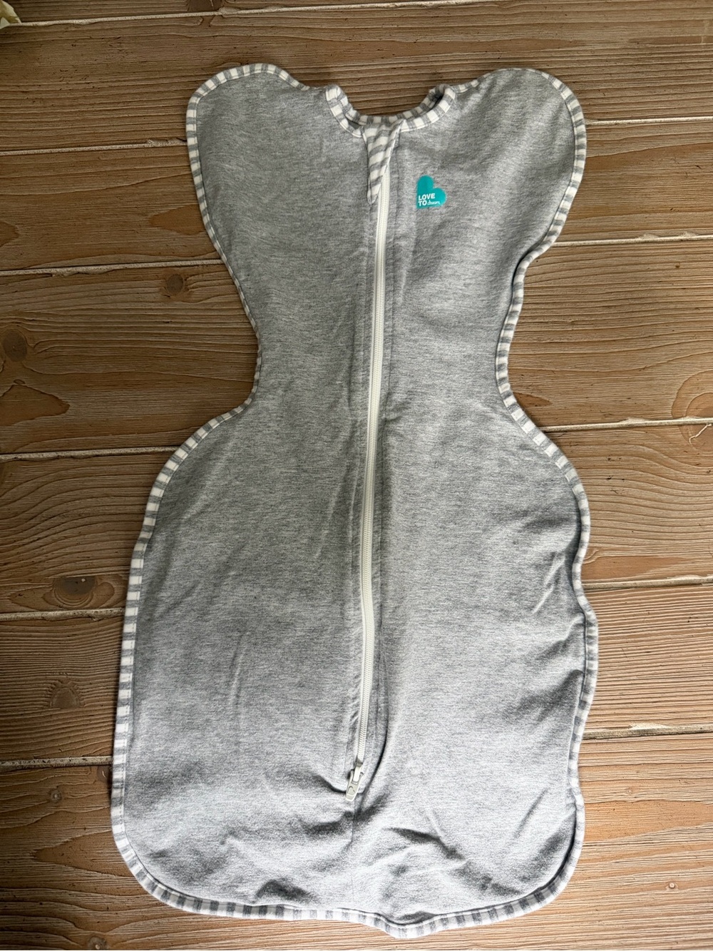 Love to Dream Grey Swaddle Sleep Sack with Stripe Trim